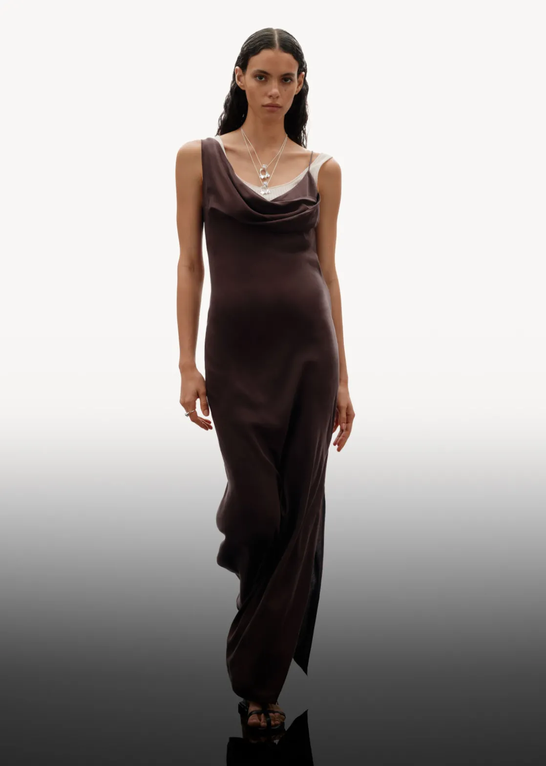 Draped Silk Midi Dress