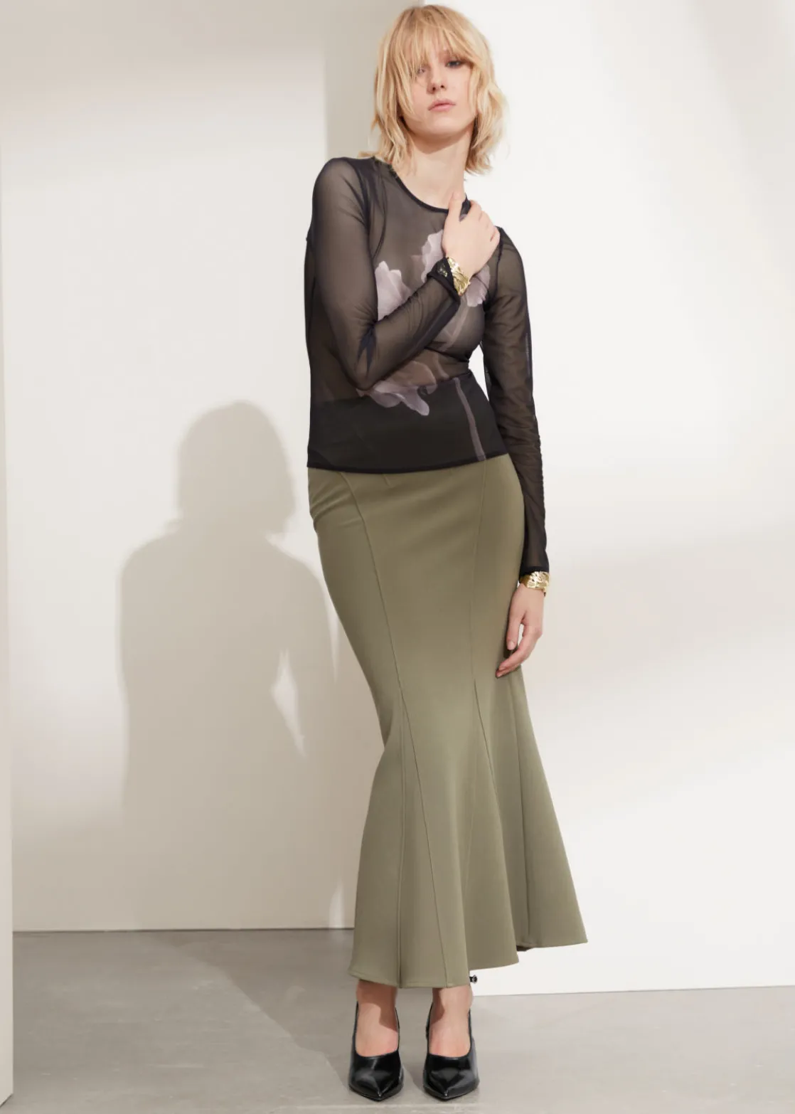 Fluted Maxi Skirt