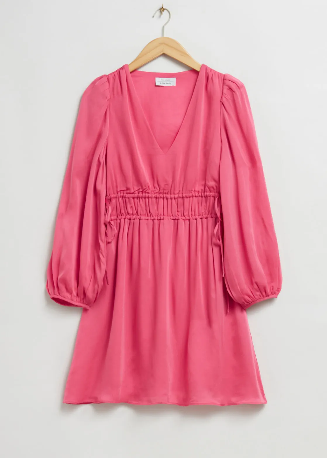 V-Neck Drawstring Detail Dress