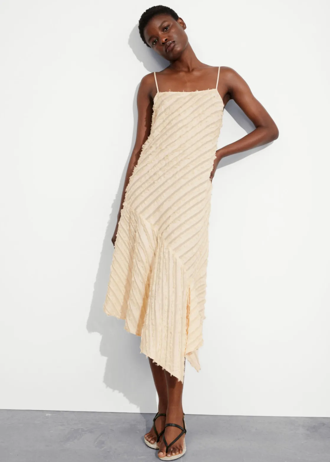 Textured Strappy Midi Dress