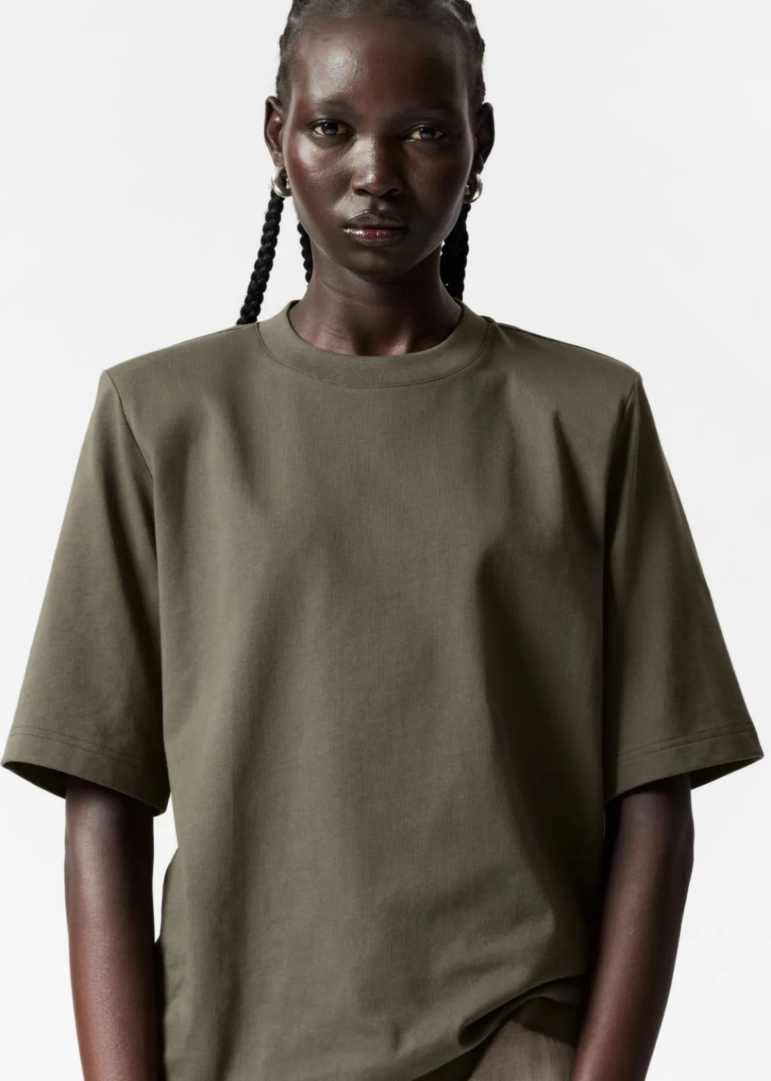 Padded-Shoulder Cotton T-Shirt