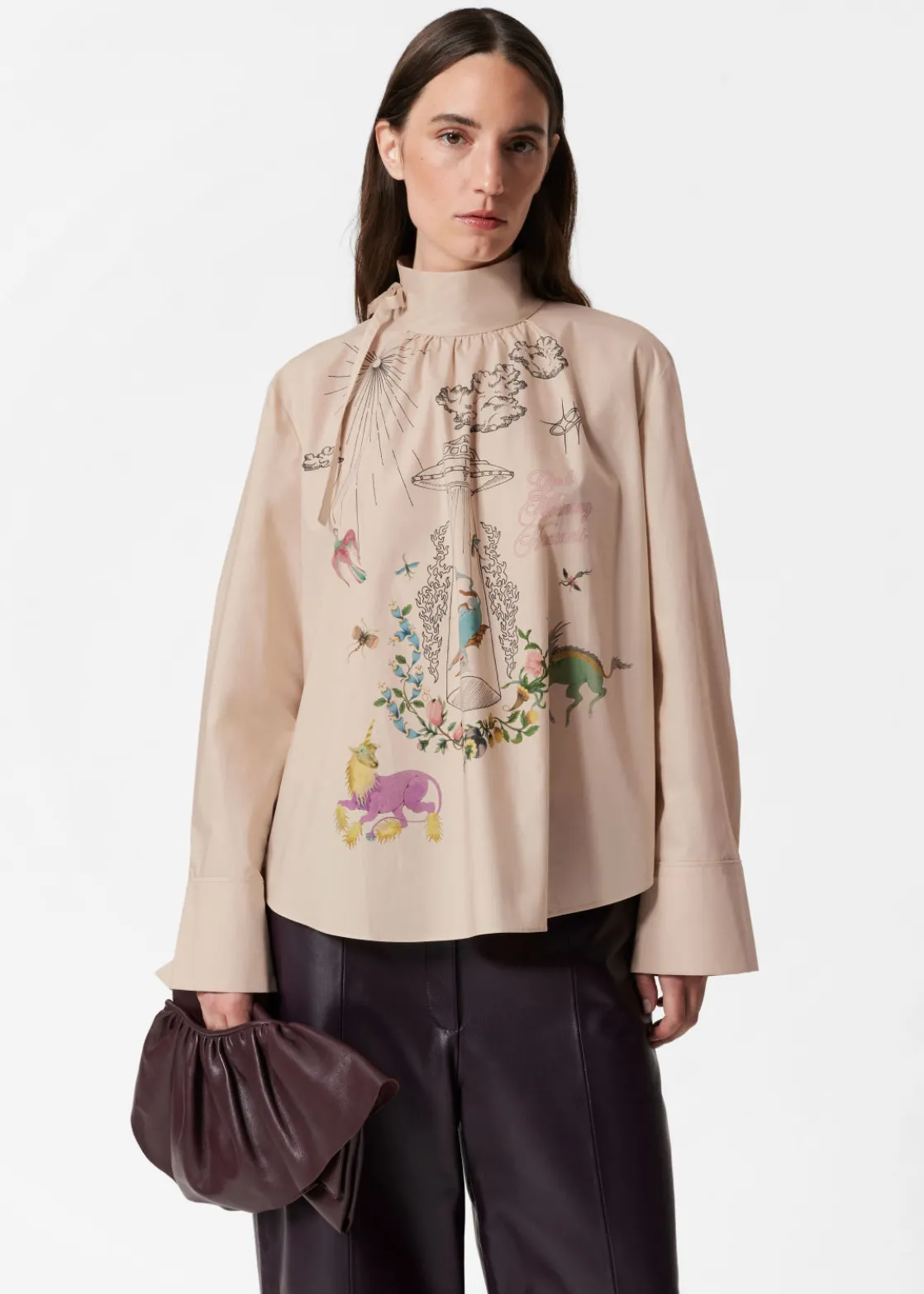 Printed Bow-Detailed Blouse
