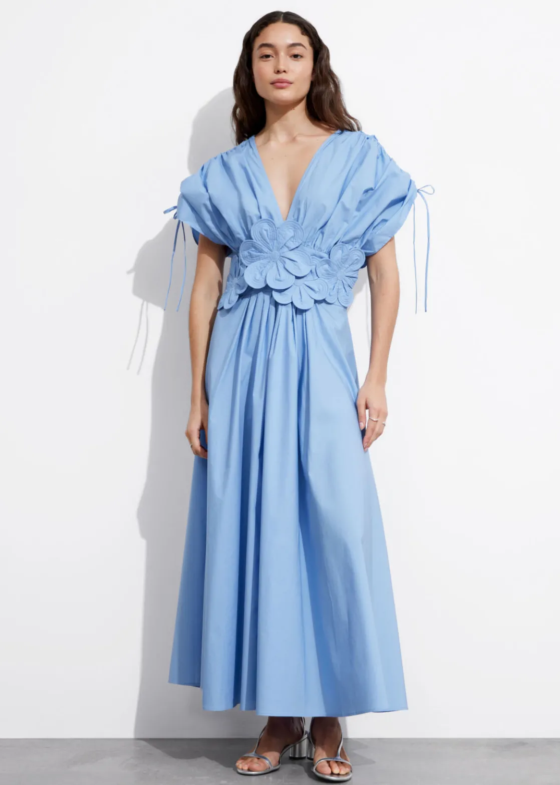 Floral Appliqué Midi Dress